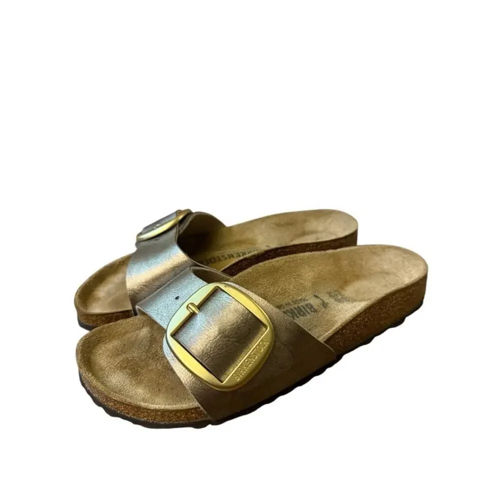 Birkenstock Madrid Big Buckle Sandal Gold Birko Flor Women size 38 US 7